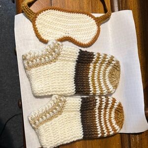 Handmade Crochet Sleep Mask and Socks Set